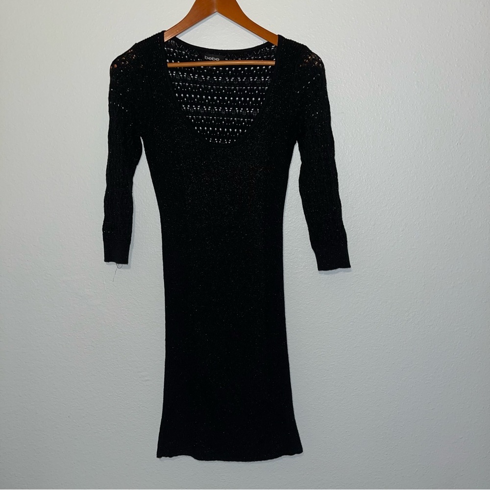 BEBE | SPARKLY CROCHET- KNIT DRESS | SIZE SMALL